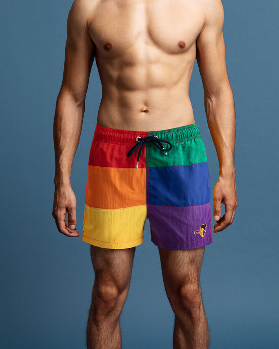 Pantaloncini da bagno Pride colorblock corti